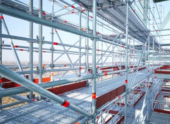 Scaffolding on the winding tower of the Deutsche Bergbau-Museum Bochum